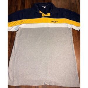Vintage Tommy Jeans Mens Colorblock Polo Shirt Navy Yellow‎ Grey Size M READ